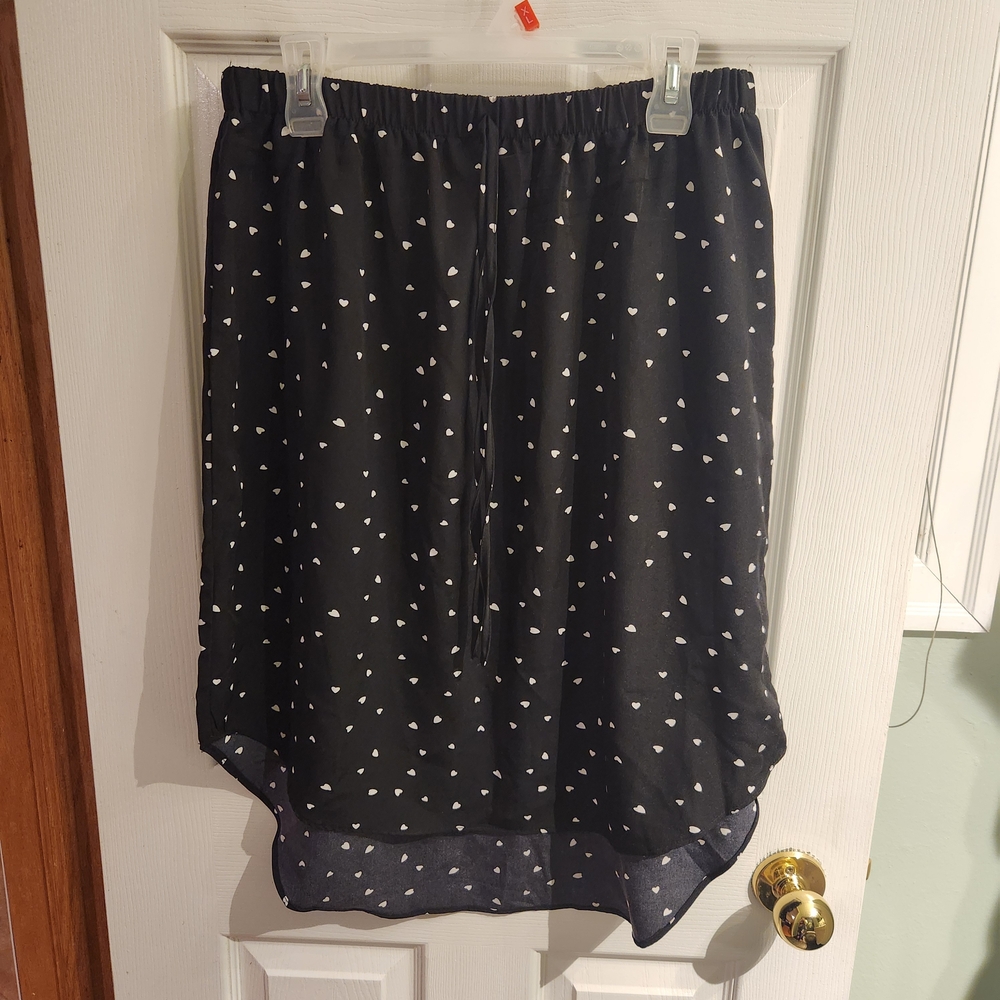 Skirt with White Hearts Pattern